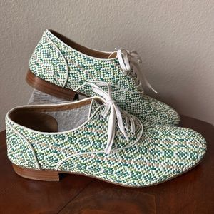 💯 Christian Louboutin woven green & white lace ups size 41 (mens 8 / wmns 10)